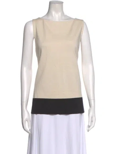 Pre-owned St John Bateau Neckline Sleeveless Top In Neutral