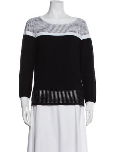 Pre-owned St John Bateau Neckline Sweater In Black