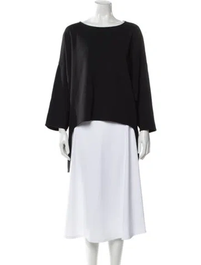 Pre-owned St John Bateau Neckline Sweater In Black