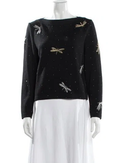 Pre-owned St John Bateau Neckline Sweater In Black