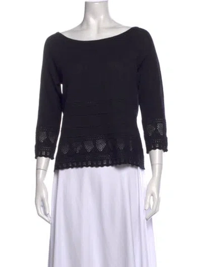 Pre-owned St John Bateau Neckline Sweater In Black