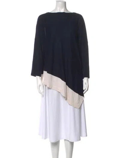Pre-owned St John Bateau Neckline Sweater In Blue