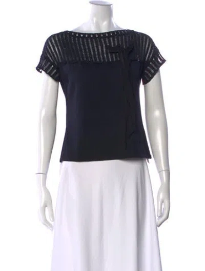 Pre-owned St John Bateau Neckline Sweater In Blue