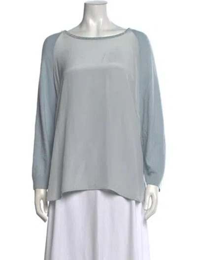 Pre-owned St John Bateau Neckline Sweater In Blue