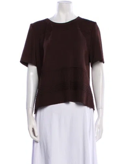 Pre-owned St John Bateau Neckline Sweater In Brown