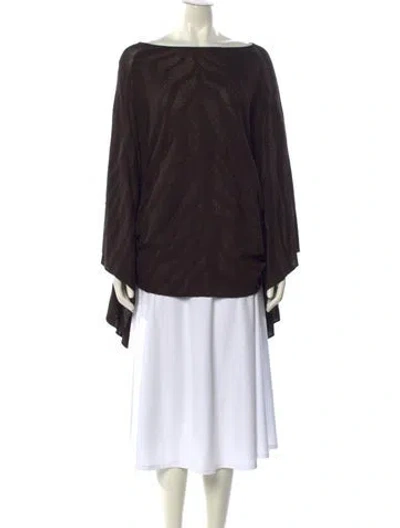 Pre-owned St John Bateau Neckline Sweater In Brown
