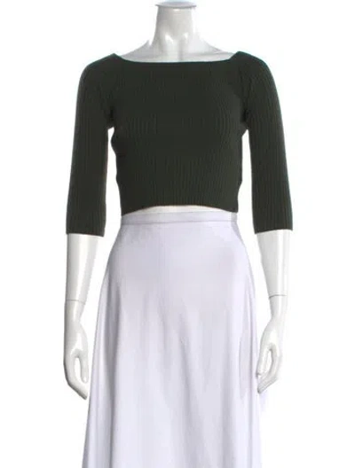 Pre-owned St John Bateau Neckline Sweater In Green