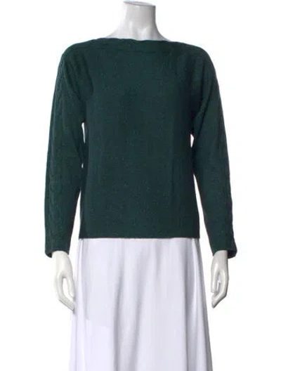 Pre-owned St John Bateau Neckline Sweater In Green