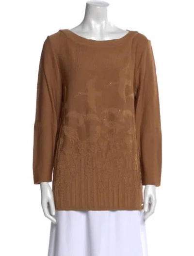 Pre-owned St John Bateau Neckline Sweater In Neutral