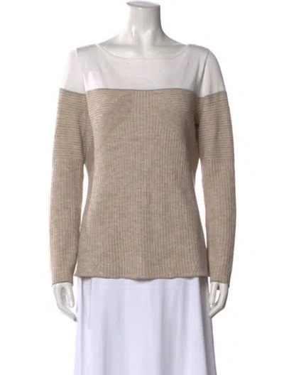 Pre-owned St John Bateau Neckline Sweater In Neutral