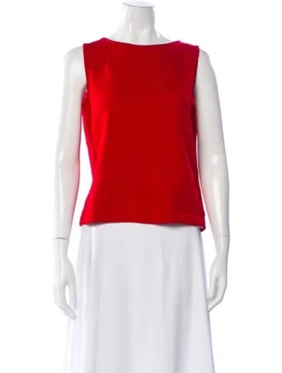 Pre-owned St John Bateau Neckline Sweater In Red