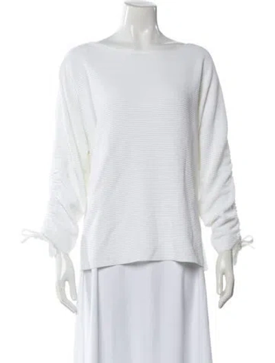 Pre-owned St John Bateau Neckline Sweater W/ Tags In White