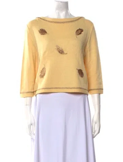 Pre-owned St John Bateau Neckline Sweater In Yellow