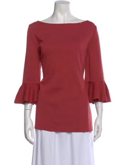 Pre-owned St John Bateau Neckline Three-quarter Sleeve Top In Pink