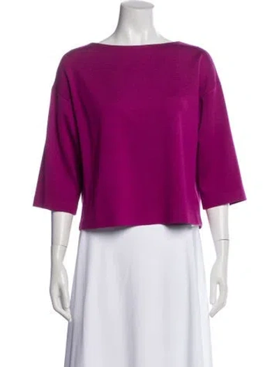 Pre-owned St John Bateau Neckline Three-quarter Sleeve Top In Purple