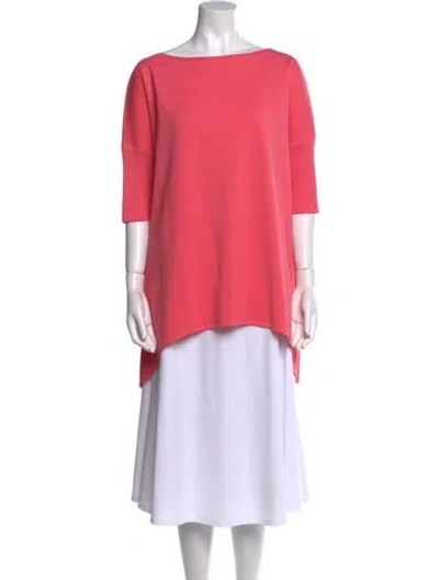 Pre-owned St John Bateau Neckline Three-quarter Sleeve Tunic In Pink