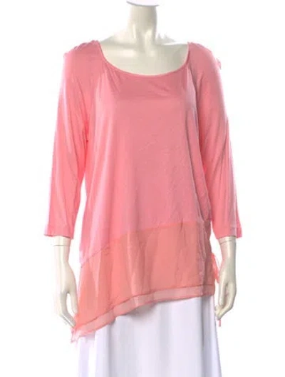 Pre-owned St John Bateau Neckline Three-quarter Sleeve Tunic In Pink