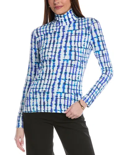 St John St. John Batik Plaid Nuda Jersey Top In Blue