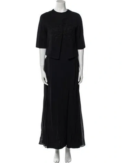 Pre-owned St John Beaded Accents Dress Set In Black