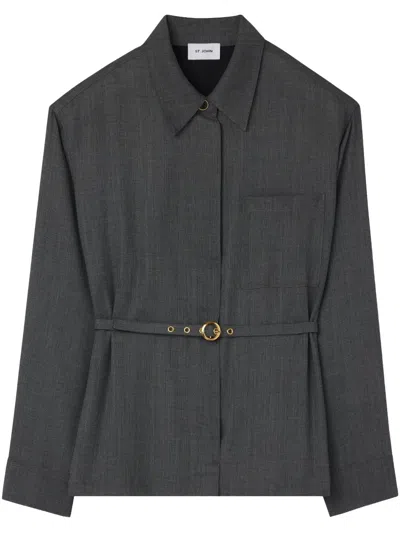 St John Belted Jacket In Grey