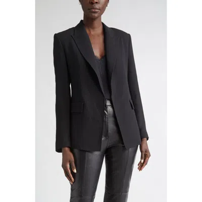 St John St. John Belted Satin Back Crepe Wrap Jacket In Black