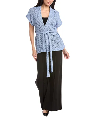 St John St. John Belted Wrap Cardigan In Blue