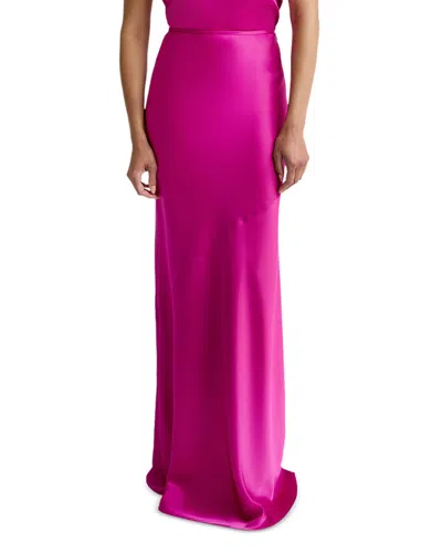St John Beverly Fit Liquid Satin Skirt In Pink
