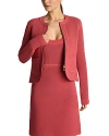 St John Bi-tonal Stretch Mesh Knit Zip-front Jacket In Rose/dark Claret Multi