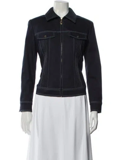 Pre-owned St John Biker Jacket In Blue