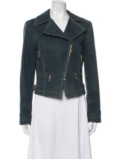 Pre-owned St John Biker Jacket In Blue