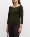 ST JOHN BOAT-NECK STRETCH KNIT SWEATER