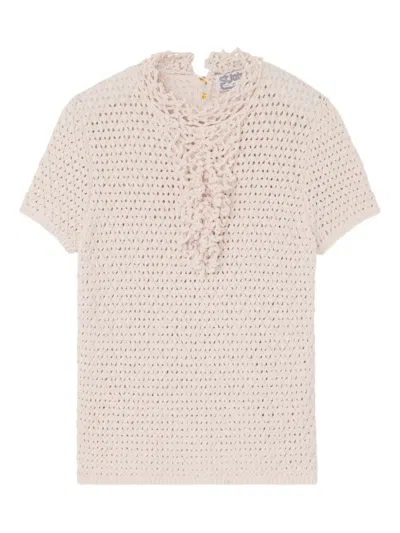 St John Bouclé Blouse In Neutrals