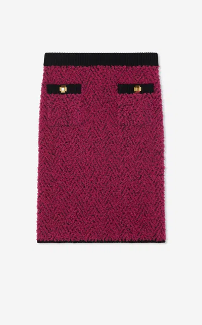 St John Boucle Chevron Jacquard Knit Skirt In Dfbm