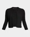 St John Boucle Raw-edge Jacket In Black