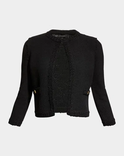 St John Boucle Raw-edge Jacket In Black