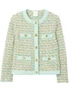St John Multi Boucle Tweed Jacket With Pockets In Green