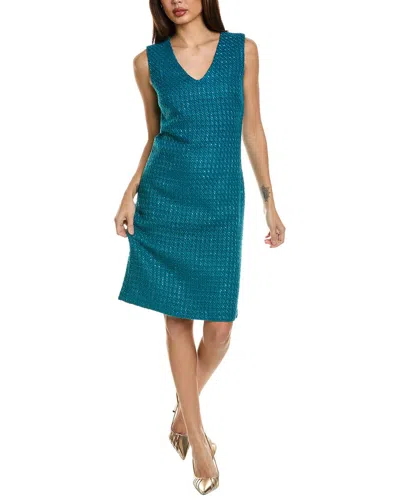 ST JOHN BOUCLE WINDOW PANE WOOL-BLEND SHEATH DRESS
