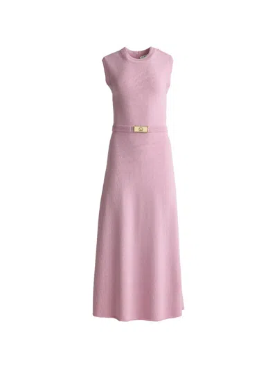 St John Braid Detail Midi Dress In Pink