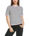 St John St. John Breton Stripe Knit Sweater In White