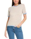 St John St. John Breton Stripe Knit Sweater In White