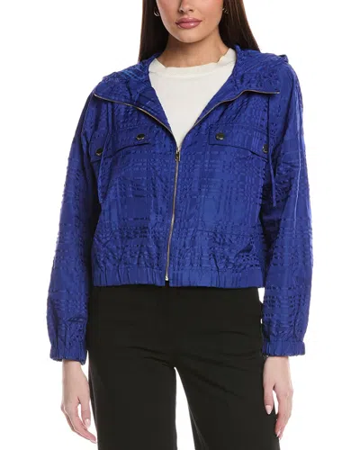 ST JOHN BROKEN PLAID OUTERWEAR JACKET W/ HOOD & PO