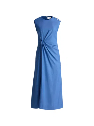 St John Button Knot Midi Dress In Blue
