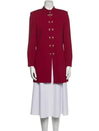 Pre-owned St John By Maria Gray Wool Peacoat In Red