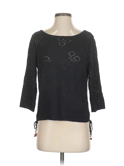 Pre-owned St. John By Marie Gray 3/4 Sleeve Top Black Boatneck Tops