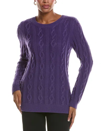 St John St. John Cable Knit Cashmere-blend Sweater In Purple