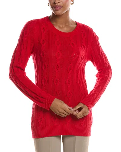 St John St. John Cable Knit Cashmere-blend Sweater In Red