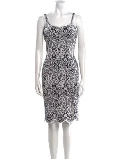Pre-owned St John Cable Knit Knee-length Dress In White