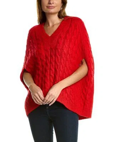 Pre-owned St John St. John Cable Knit Wool-blend Poncho Women's In Red