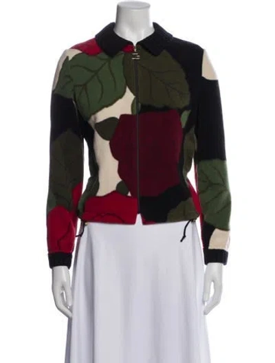 Pre-owned St John Camouflage Print Jacket In Green