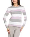 St John Candy Stripe Sweater In Grey